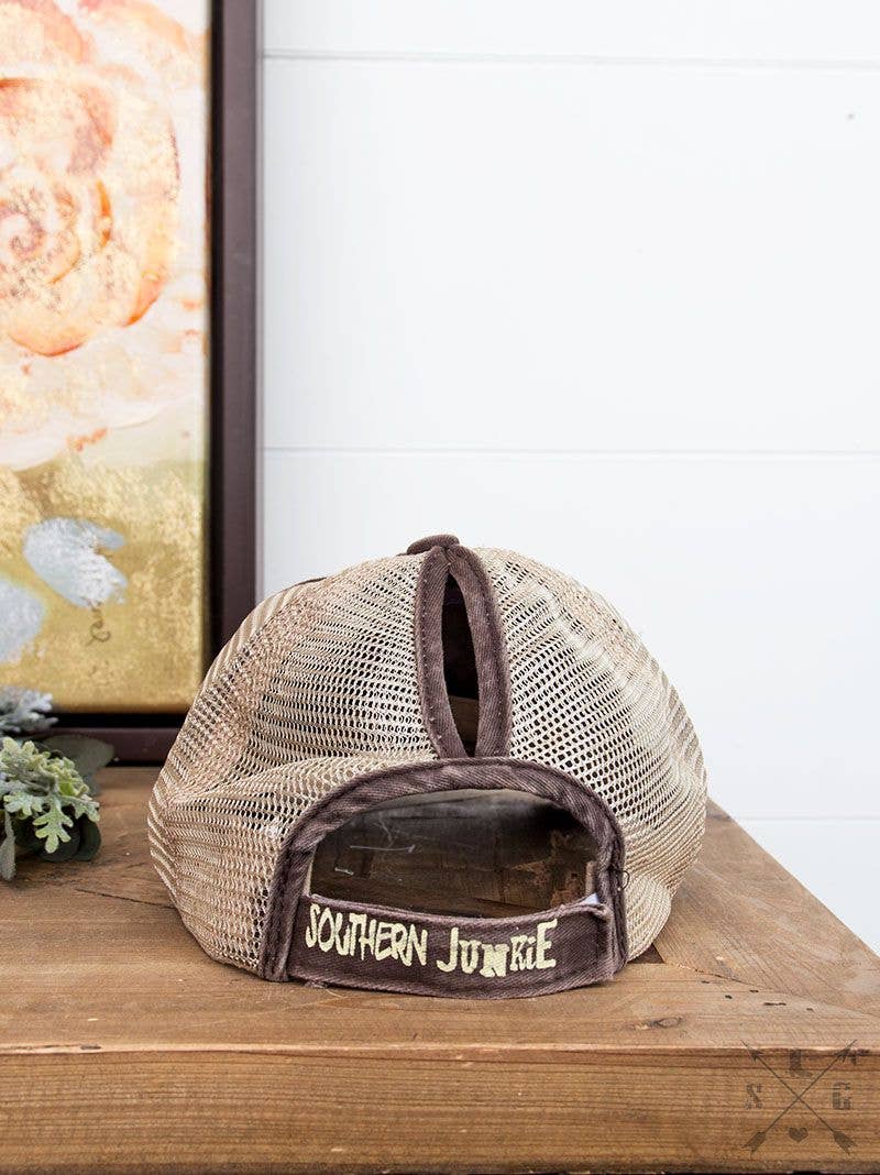 GIRLS High Ponytail Brown l Hat with Beige Mesh for wholesale on Faire1