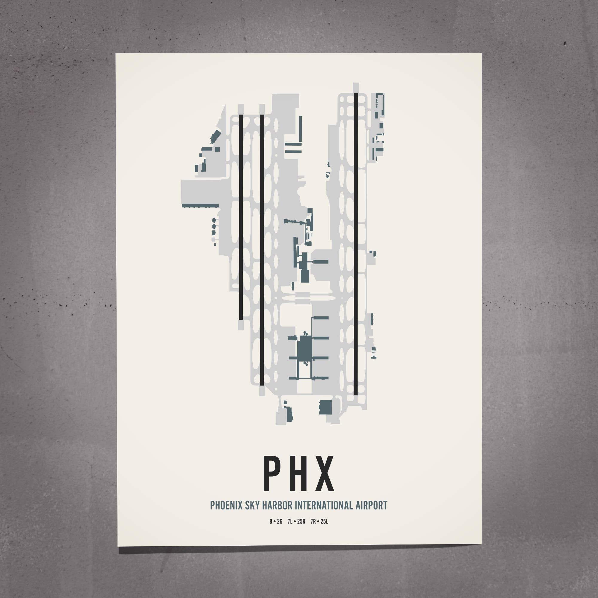 Mr City Printing - Wholesale Art Print - Phoenix Sky Harbor Airport Map Art0