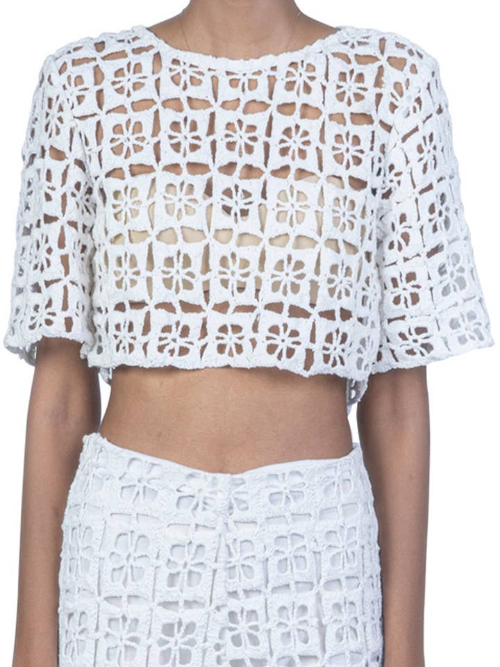 Gehaakte top met madeliefjes voor wholesale door Chogaa NYC