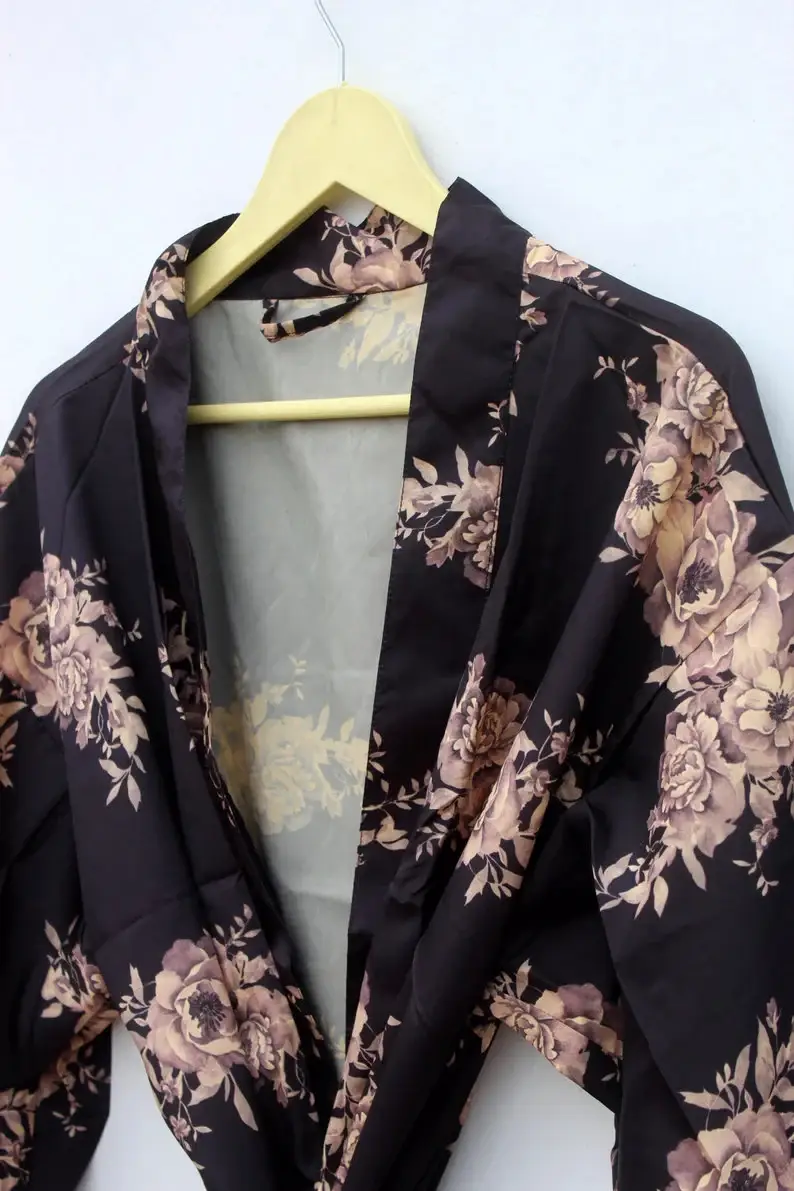 GYPSY STUDIO - Venta al por mayor Kimono - Mujer - Kimono de sari indio de crepé boho folk estilo diosa hippy para calle6