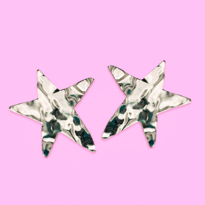 Silver Molten Star Earrings for wholesale by dconstruct