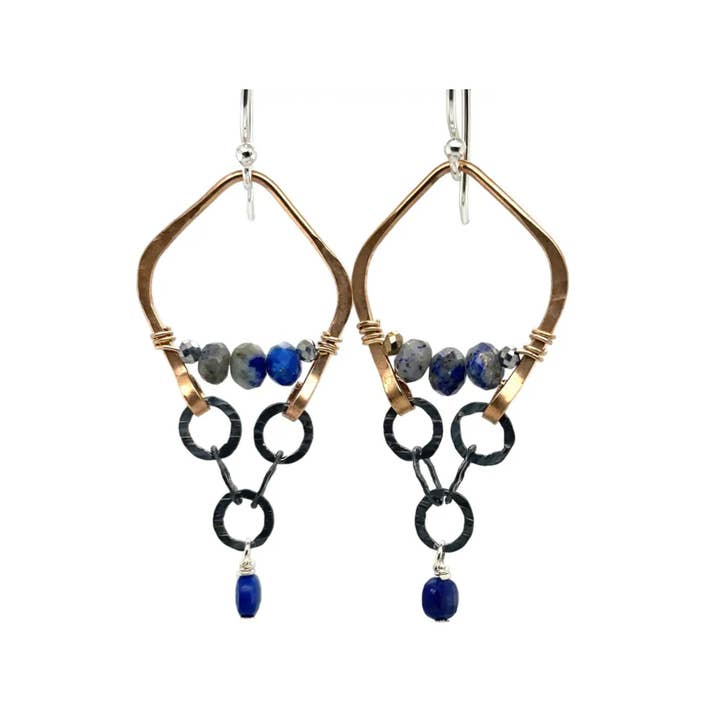 Denim Lapis Mini Chandelier Earrings E82512 for wholesale by Art by any Means Jewelry