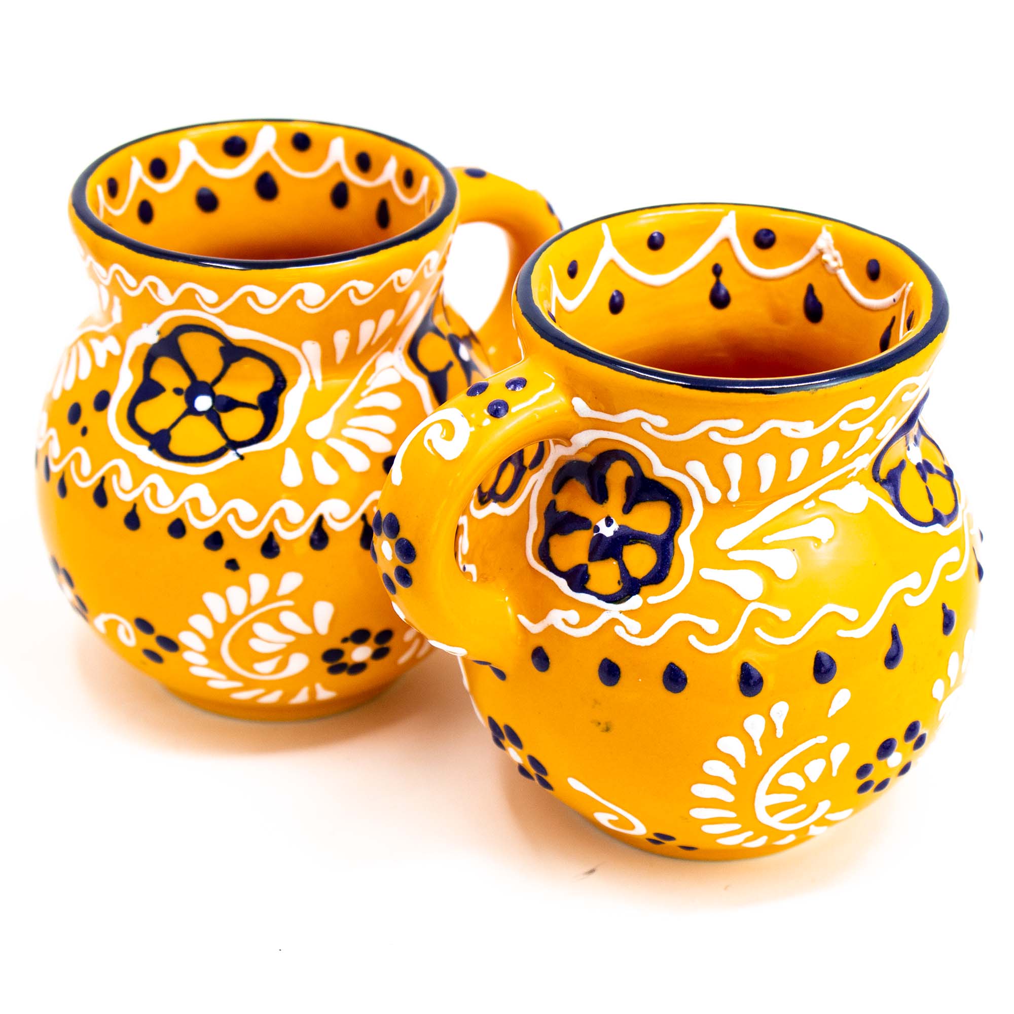 Global Crafts - Wholesale Coffee Mug - Encantada Handmade Pottery Set of 2 Beaker Mugs, Mango4