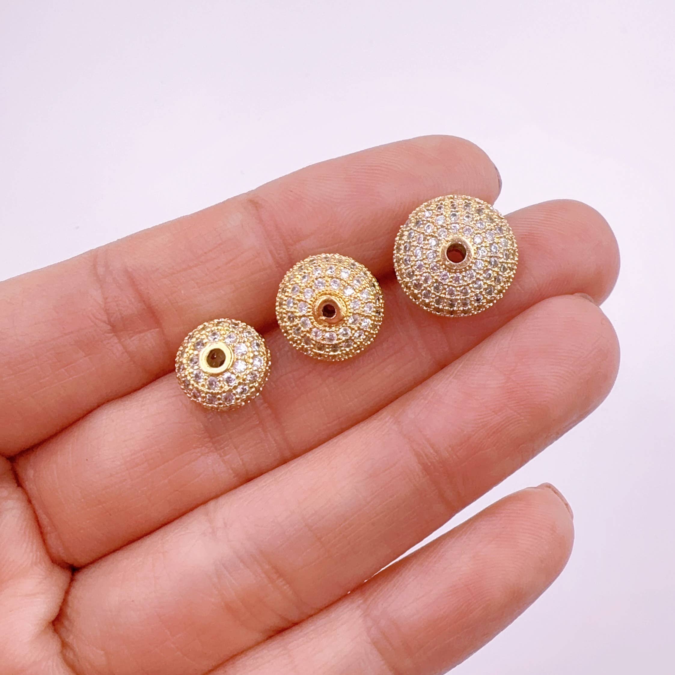 Beads Creation – wholesale Individual charm/pendant – CZ Micro Pave Round Shamballa Ball Spacer Beads, BD7052