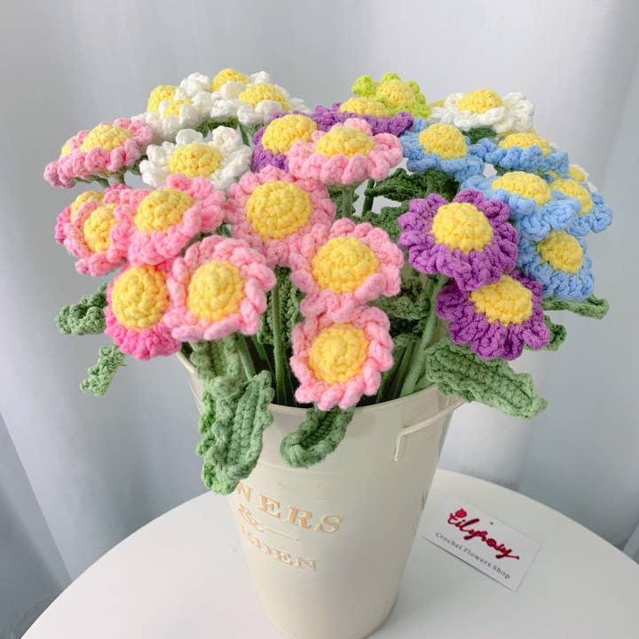 Crochet Daisy Flower, Handmade Gifts for her, Home decor for wholesale by Lilyrosy(Duty free)