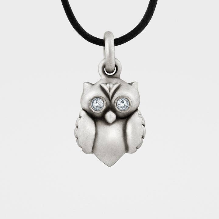 Owl Pendant in Sterling Silver, Diamonds for wholesale by Snake Bones