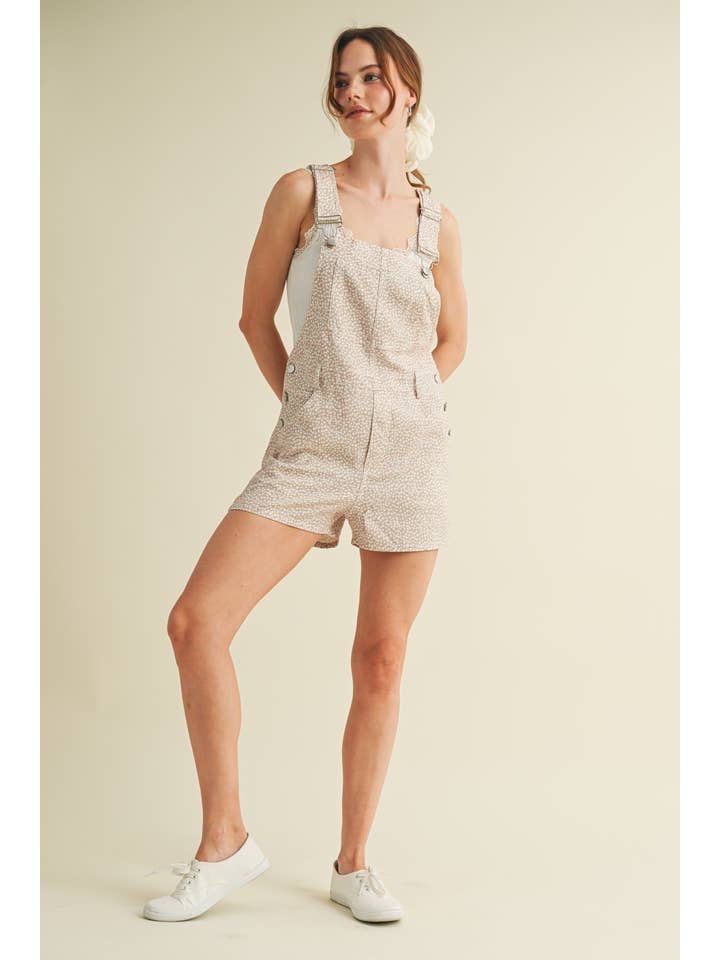 Beige CR13614 - BLOMSTERPRINT OVERALL ROMPER for engroshandel på Faire11