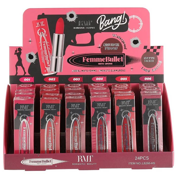 24pk Femme Bullet Matte Lipstick Reds and other Purchase Wholesale turque vêtement femme. Free Returns & Net 60 Terms on Faire trending on Faire.