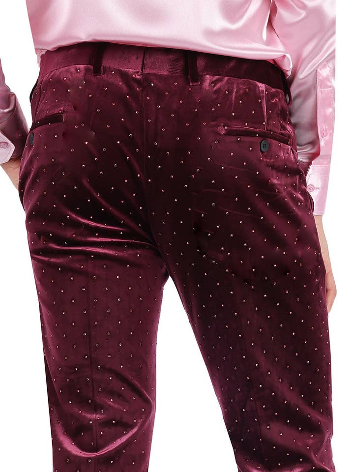 BARABAS - Vente Pantalon de costume – homme - Pantalon chino cintré en velours à strass pour hommes 2CP30206
