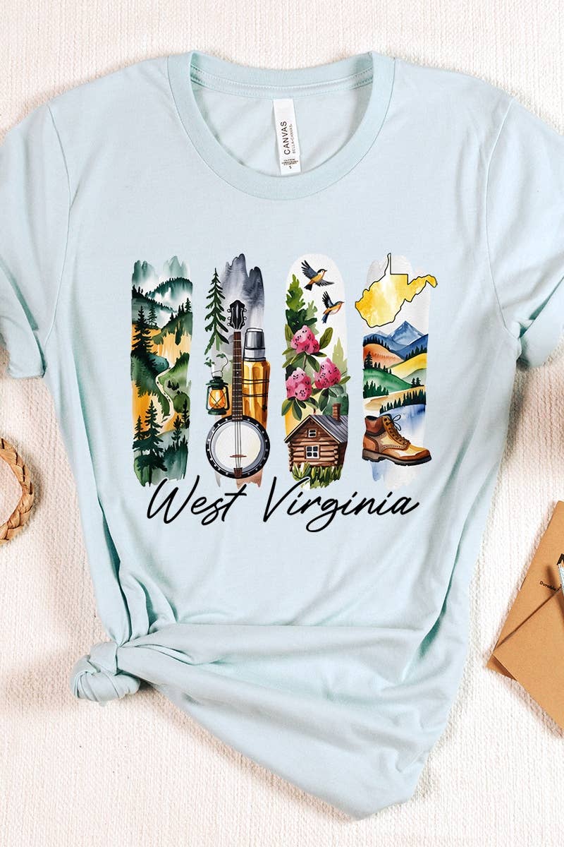 COLORBEAR - Wholesale T-Shirt (Graphic) - Women's - West Virginia State Brushstroke Graphic Tee6