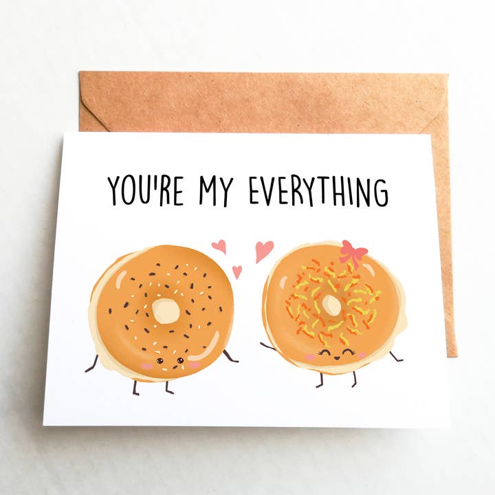 You’re My Everything Bagel – Cute Food Pun Love Card for wholesale by Kristine Lee Designs