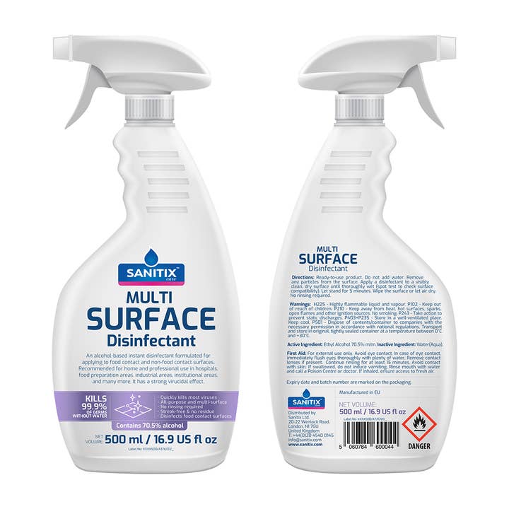 Sanitix Care – wholesale Multi-surface cleaner – Multi-Surface Disinfectant Spray 500 ml / 16.9 US fl oz1