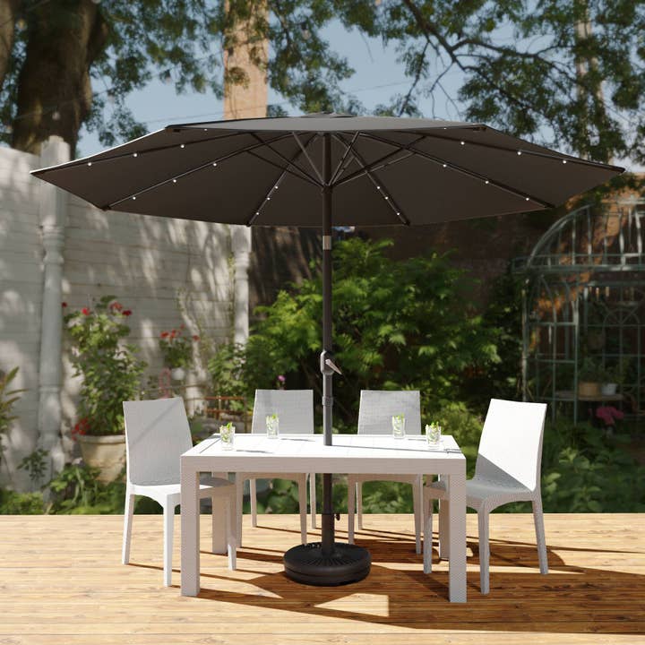 LeisureMod - Wholesale Patio Umbrella - Sierra Modern 9ft Solar LED Patio Garden Umbrella13