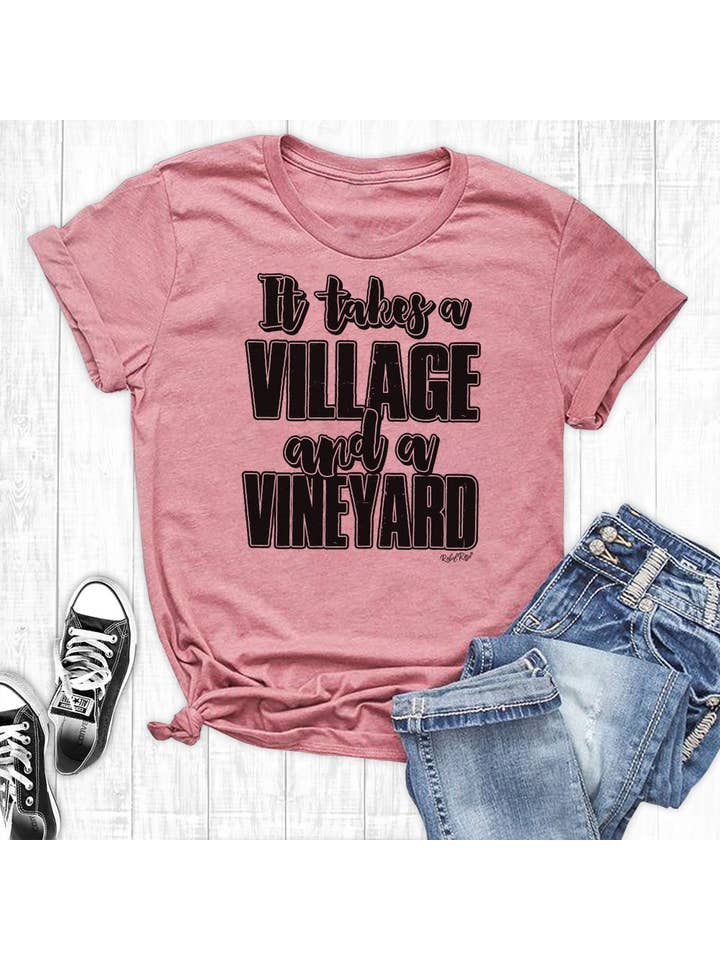Rebel Rose - Wholesale Screen Printed T-Shirt - Women's - It Takes A Tribe and a Vineyard Mauve