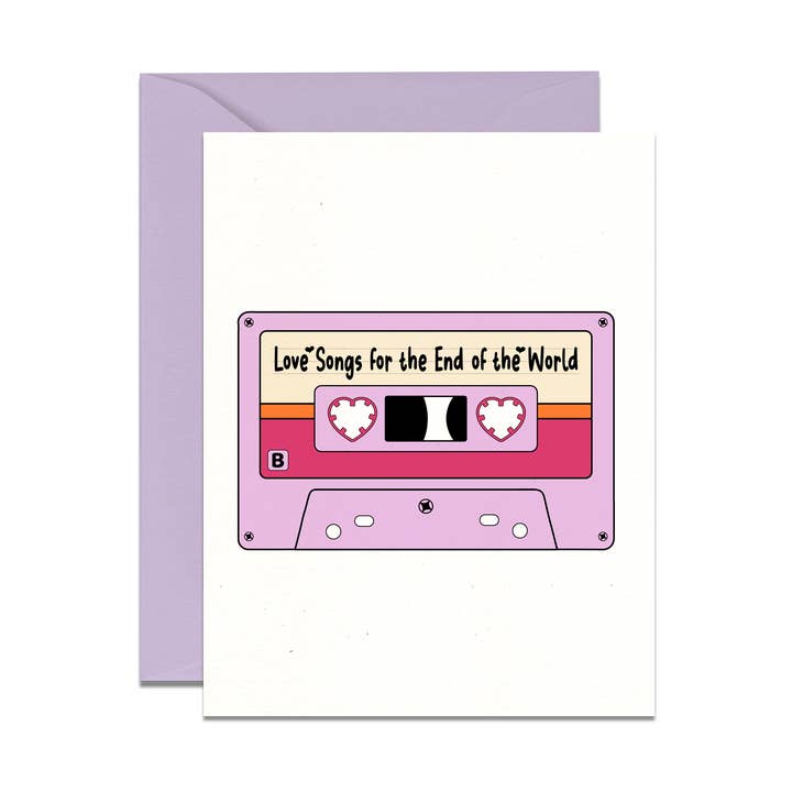 Carte Cassette de Chansons d'Amour | Saint-Valentin Nostalgique pour la vente par No Yeah For Sure