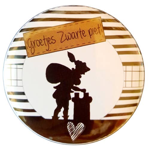 Magneet 75mm met afbeelding zwarte piet voor wholesale door Marlijnpoppendijn