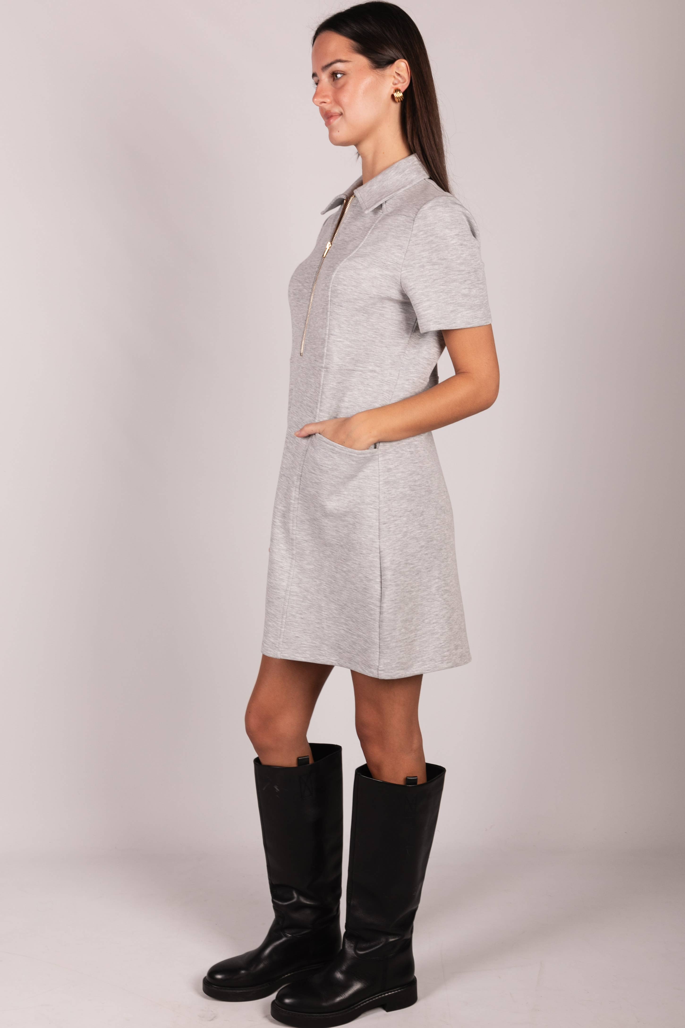 P. CILL - Wholesale Dress - Women's - P. CILL Butter Modal Quarter Zip Short Sleeve Dress10