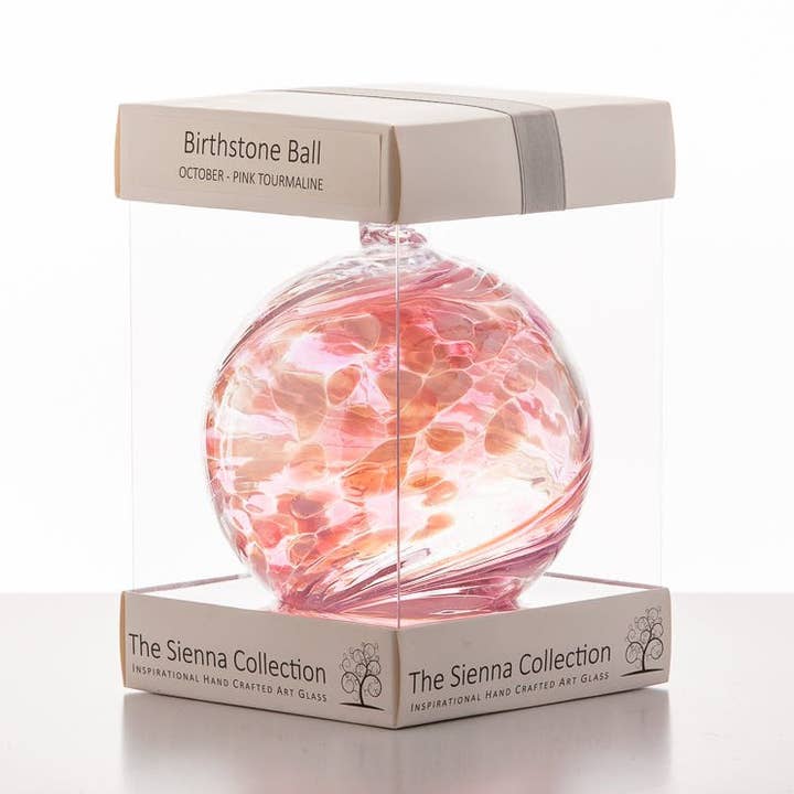 10cm Birthstone Ball - October/Pink Tourmaline for wholesale by Sienna Glass
