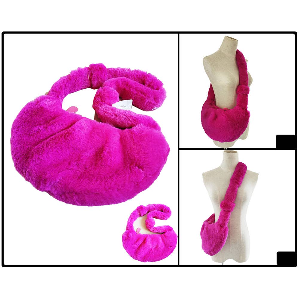 Sensibling Corp. - Wholesale Crossbody Bag - Women's - Faux Fur Fuzzy Plush Crossbody Bag3