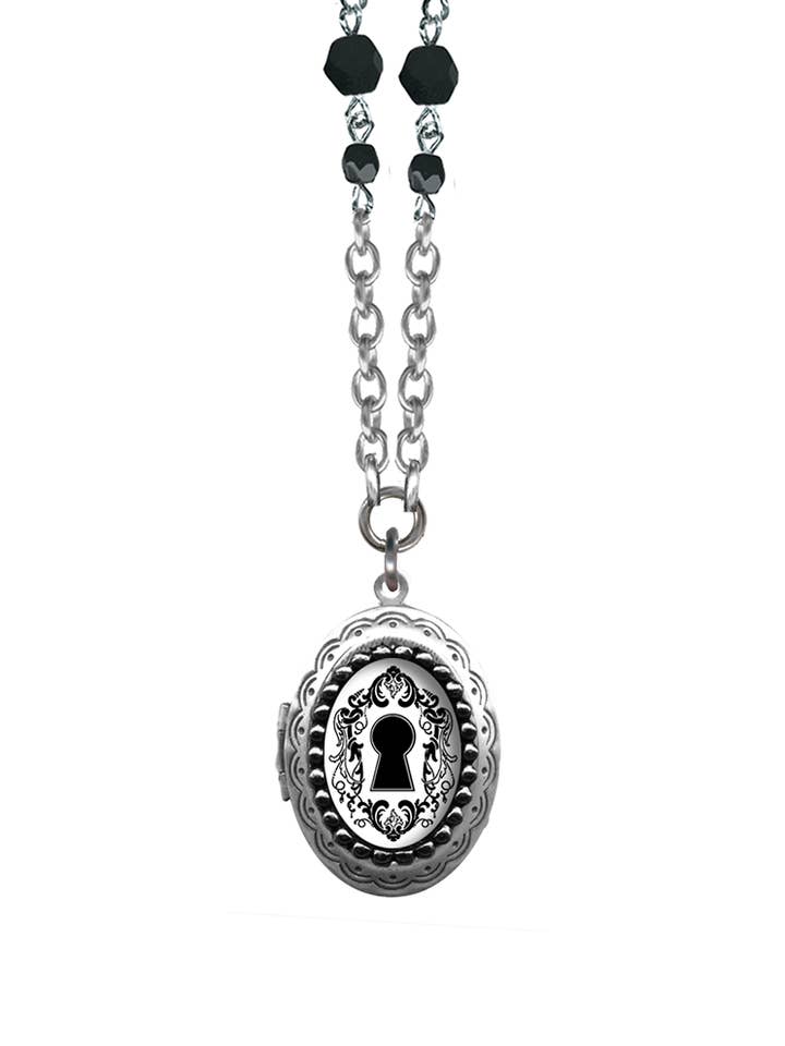 Small Keyhole Oval Pop Art Locket Necklace for wholesale by Classic Hardware