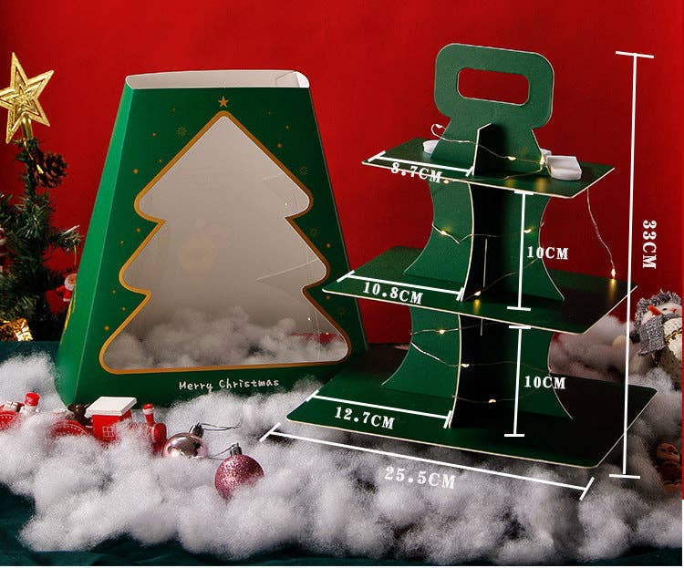 Elegant Design Supply – Suporte de bolo por atacado – Suporte para Sobremesas de Natal com 2 Níveis em Forma de Trapézio12