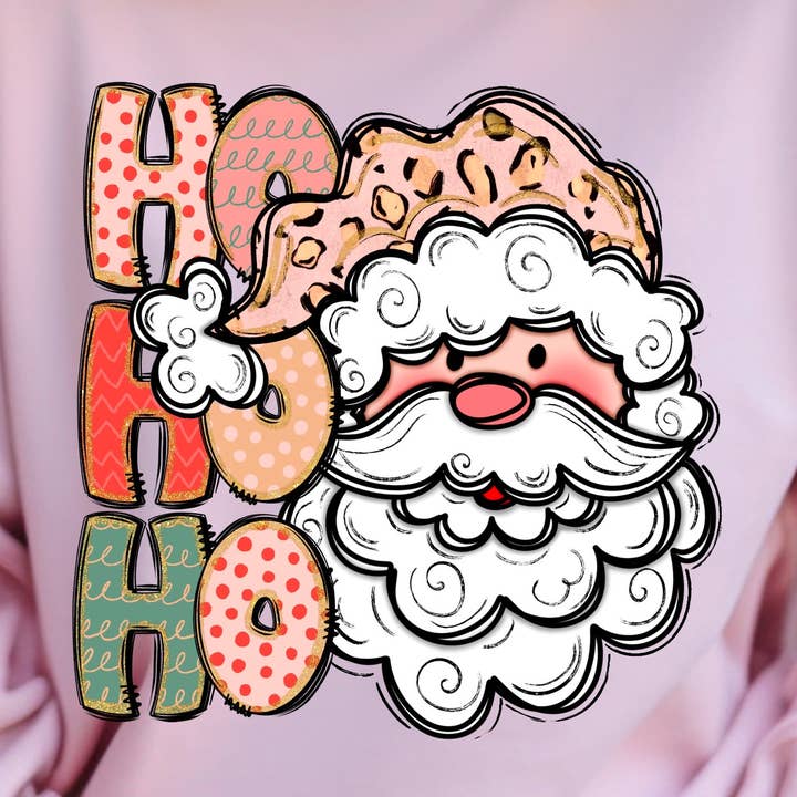 Hohoho Santa Light DTF Transfer for wholesale by K and M Designs