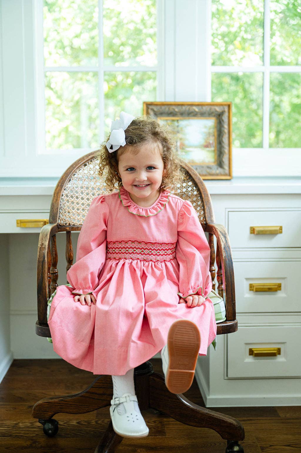 Ruth and Ralph - Wholesale Dress - Kids - Festive Red and Green Smocked Charlotte Dress4