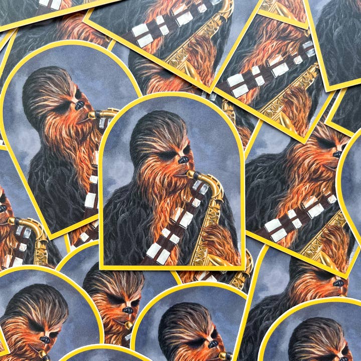 Kristin Fardy Artist - Wholesale Sticker - Chewbacca Playing the Saxophone vinyl art sticker