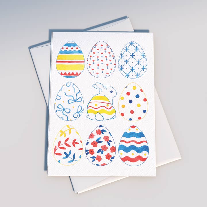 Easter Egg Bunny Watercolor Greeting Card – A7 Size for wholesale by Tiday Art