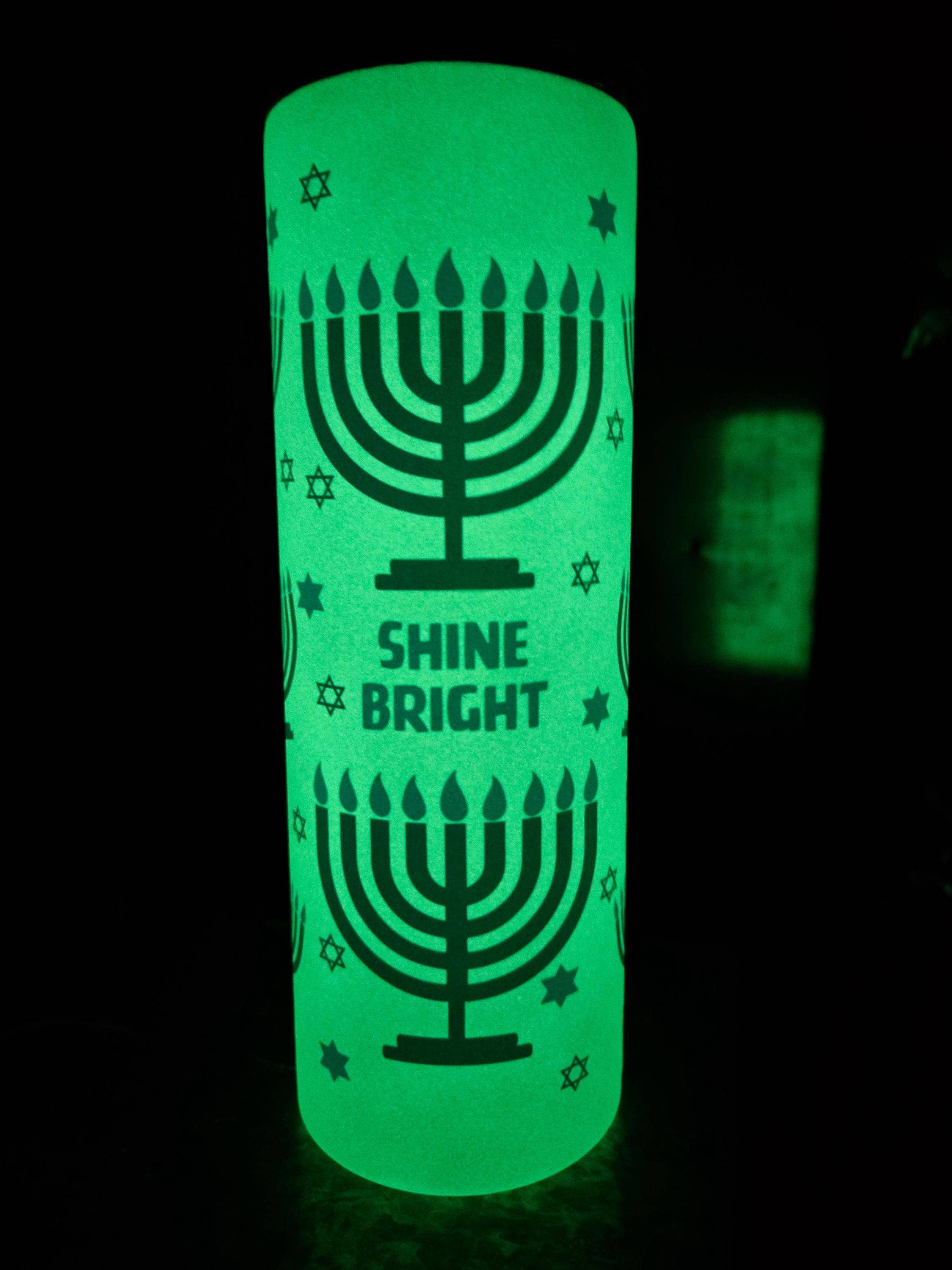 Salt Sparkle Shalom - Vendita all'ingrosso Bicchiere/tazza termica - Mommy and Me Shine Bright Hanukkah, set di bicchieri che si illuminano al buio2