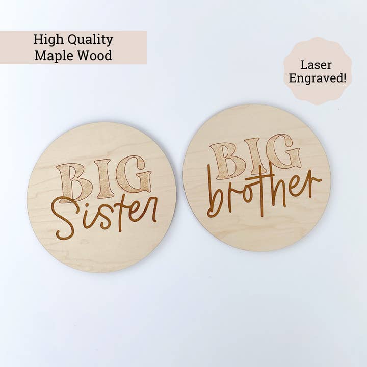 Cartes en bois Big Brother Big Sister Annonce pour la vente par Two Little Pines