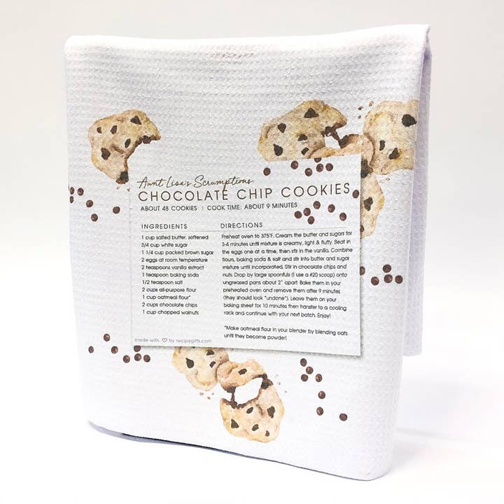 Aunt Lisa's Scrumptious Chocolate Chip Cookies Recipe Towel for wholesale by Aunt Lisa's Recipe Gifts