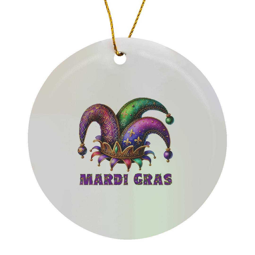3dRose - Wholesale Ornament - 3dRose, Image of a Mardi Gras fools hat of purple, green colors, funny gift, Ornament0