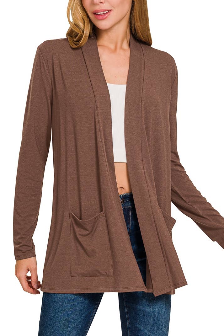 Vanilla Monkey - Vendita all'ingrosso Cardigan - Donna - Cardigan morbido e leggero con tasca frontale aperta1