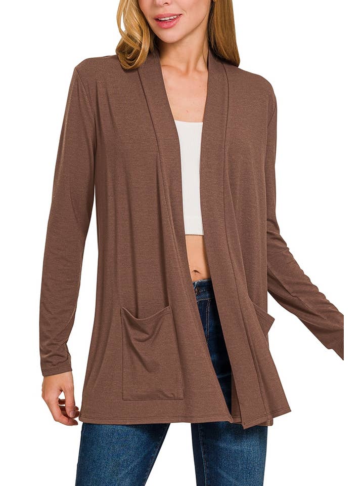 Vanilla Monkey - Wholesale Cardigan - Women's - Slouchy Lightweight Open Front Pocket Cardigan1