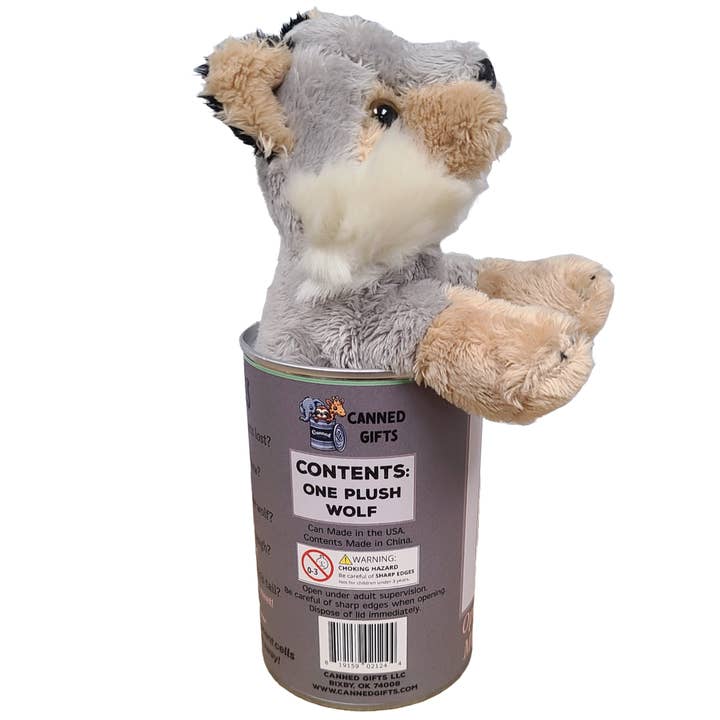 Canned Gifts – wholesale Stuffed/plush toy – Kids & baby – Scout the Canned Wolf - Stuffed Animal Plush w/Funny Jokes