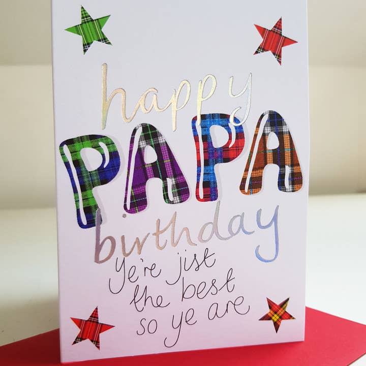 Wee Wishes – wholesale Födelsedagskort – Tartan Words Papa Födelsedagskort