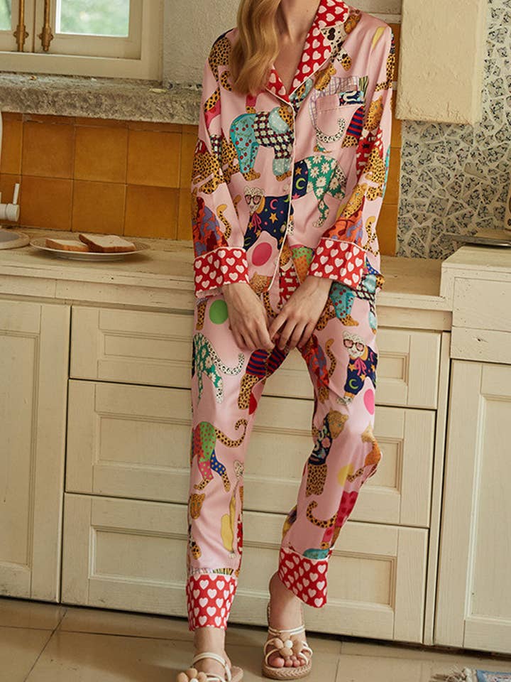 MULTI Playful Animal Print Pajama Set for wholesale on Faire3