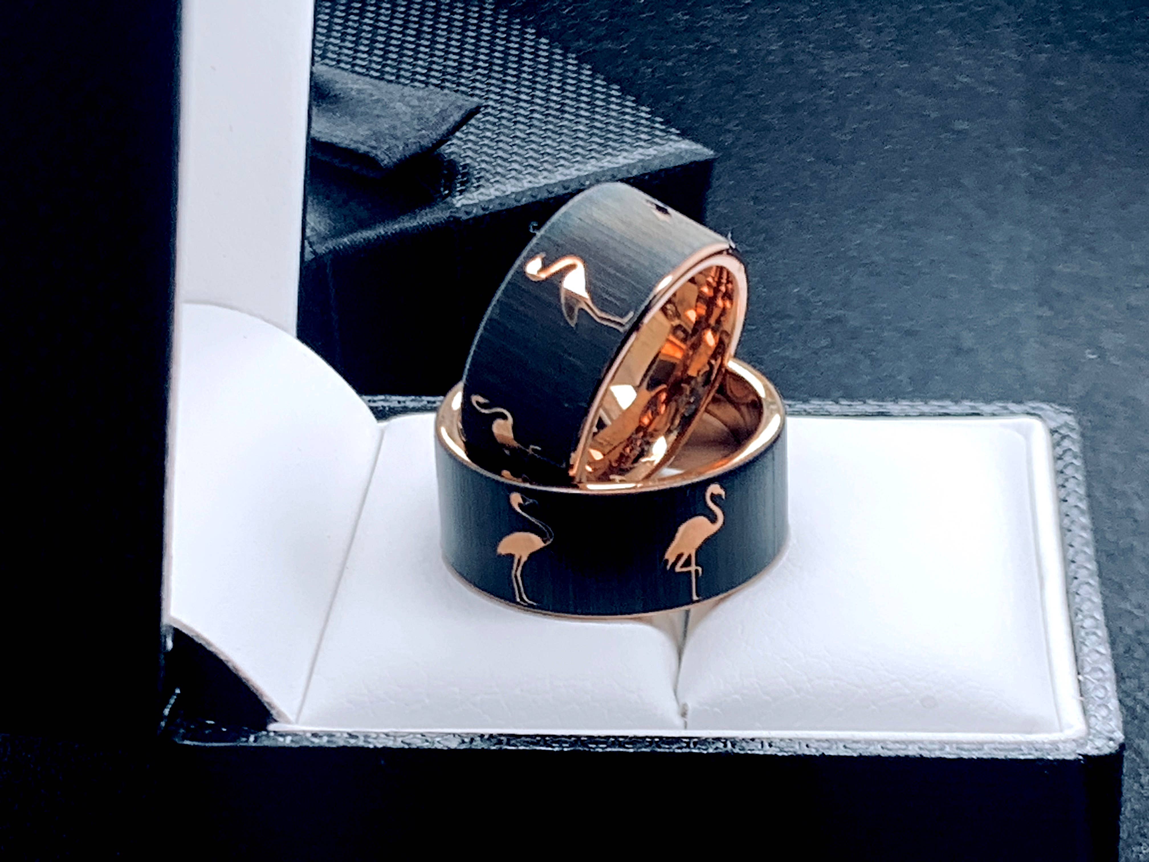 rings paradise - Wholesale Wedding Band/Ring - Flamingo Engraved Tungsten Carbide Ring Unique Wedding Bands12
