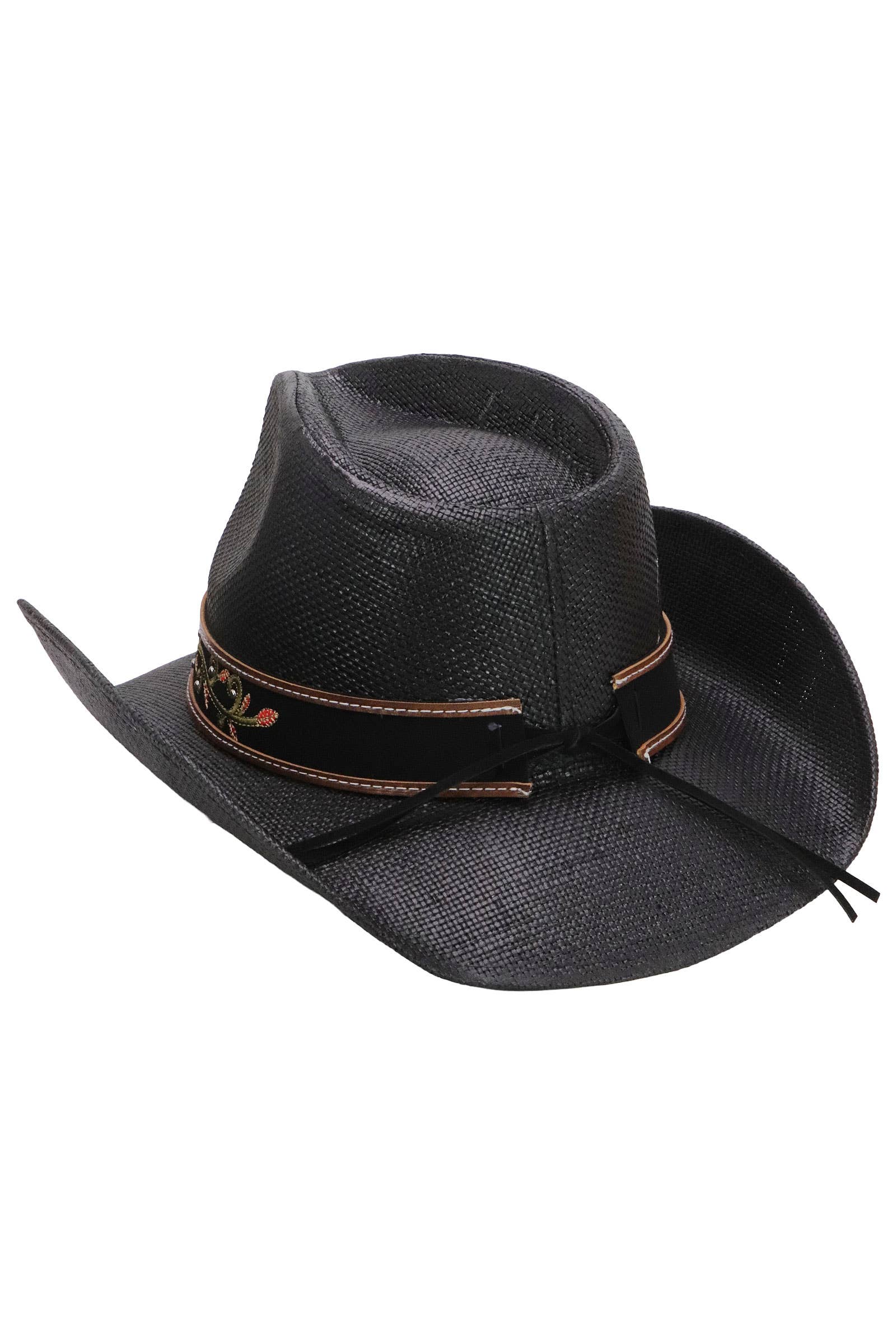 Cap Zone – Engroshandel Cowboyhat - Dame – Bronzeret ravfarvet concho blomsterbælte cowboyhat36