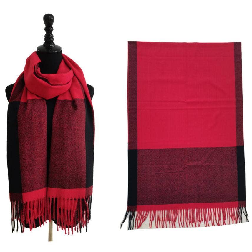 TAPA fashion – wholesale Scarf – Women's – Two Tone Cashmere Feel Block Pattern Scarves SCF6560 (12PC)0