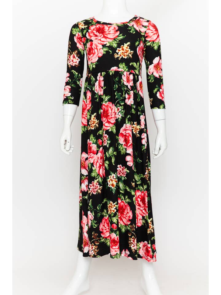 Allium - Wholesale Dress - Kids - Girls Fit and Flare Floral Maxi Dress10