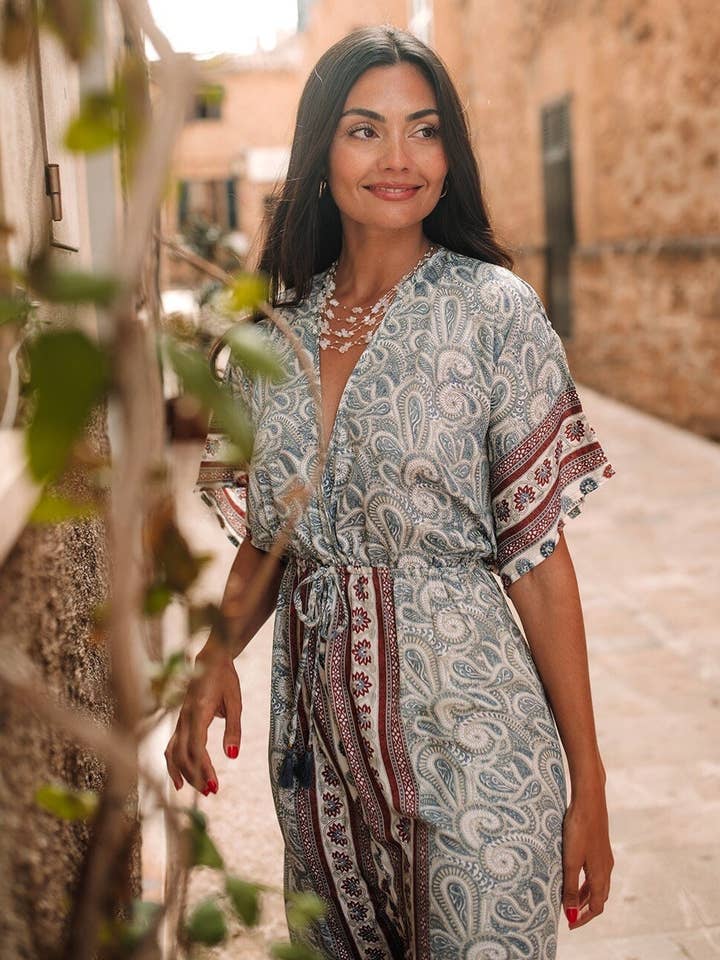 Robe d'été bohème en soie style caftan BORA BORA pour la vente par Miss Kitsch