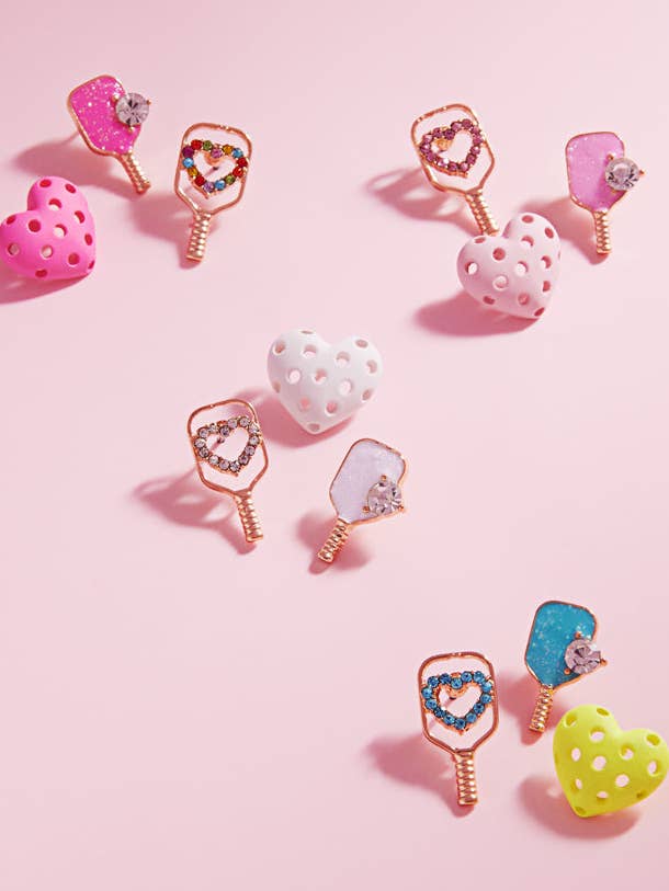 Sports Pickleball Enamel Print 3 Set Post Earrings for wholesale by Designature New York