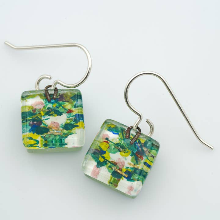 Nenuphar Square Earrings for wholesale by Momo Glassworks