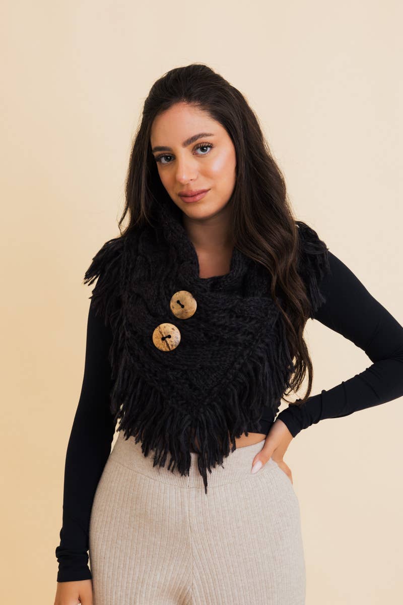 Leto Accessories - Wholesale Poncho - Women's - Heathered Shoulder Warmer With Coco Buttons2