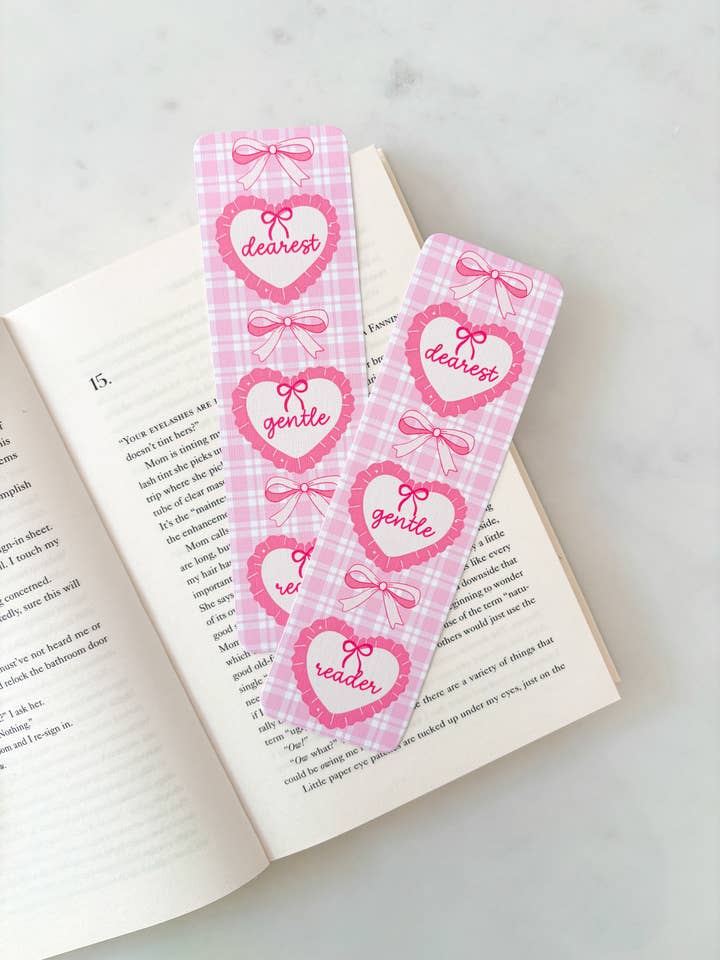 Dear Gentle Reader Hearts Bookmark for wholesale by Fleurs on Sunday
