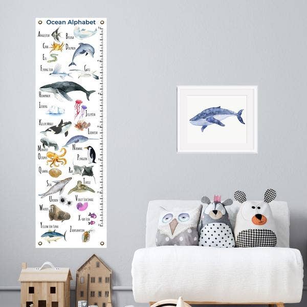 Dera Design – Großhandel Wachstumstabelle – Kind & Baby – Ozean-Alphabet-Wachstumstabelle auf Leinwand der schönen Kunst2