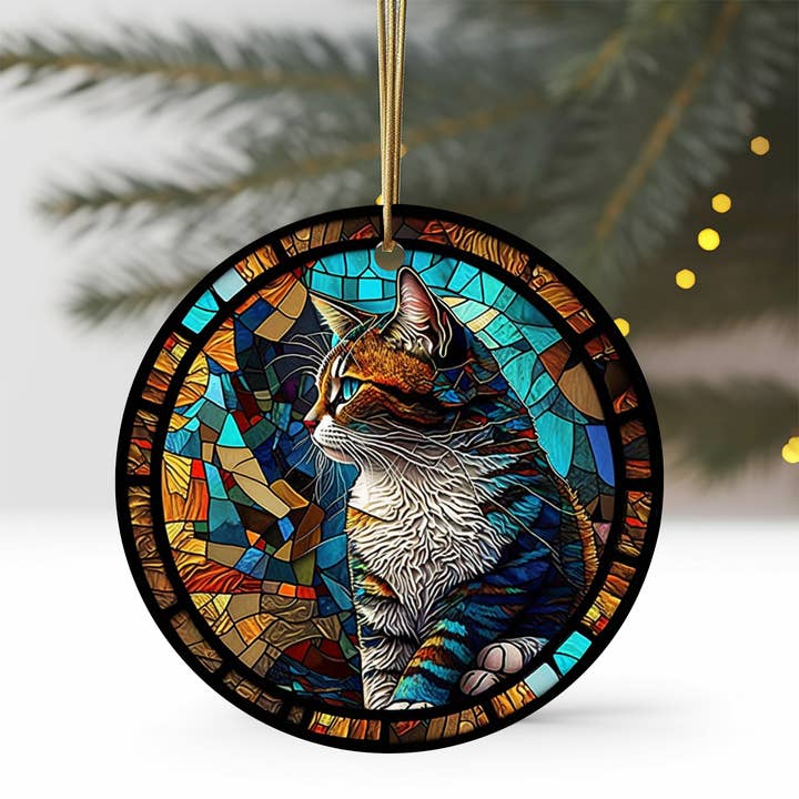 Fernville Creations - Wholesale Ornament - Cat Ornament, Cat Lover Gift, Printed Stained Glass Image7