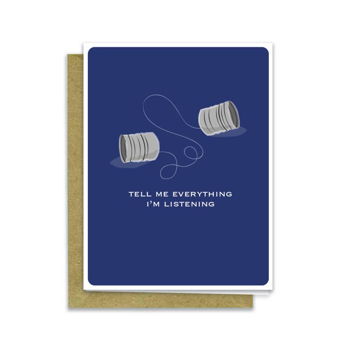 mavisBLUE paper goods - Wholesale Everyday Greeting Card - listening tin cans